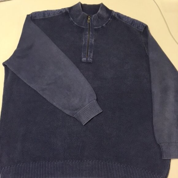 Tommy Bahama 3XB Blue Cotton Long Sleeve Half-Zip Sweater - Picture 8 of 9